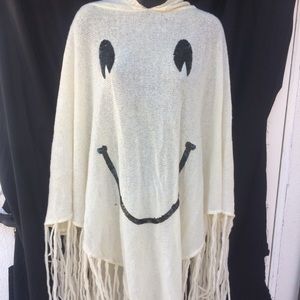 EUC Wildfox happy face sequin knit hooded poncho